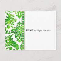 Emerald Vintage Damask Lace Wedding RSVP