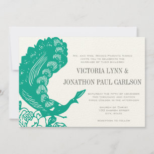 Emerald Vintage Modern Peacock Wedding Invite