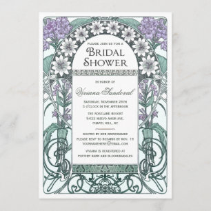 Emerald Violet Garden Bridal Shower Invitations
