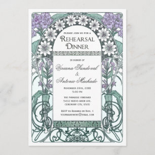 Emerald Violet Garden Rehearsal Dinner Invitations