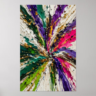 Emerald Violet Gold Starburst Abstract Art Print