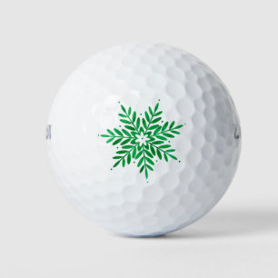 Emerald Watercolor Abstract Snowflake   Golf Balls