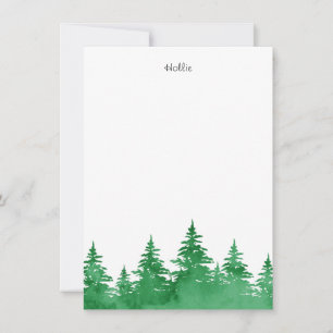 Emerald Watercolor Evergreen Trees Card