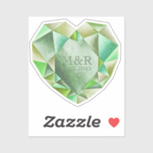 Emerald Watercolor Heart 55th Wedding Anniversary