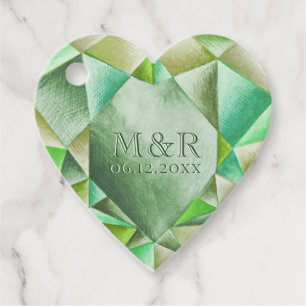  Emerald Watercolor Heart 55th Wedding Anniversary Favour Tags