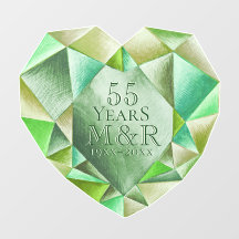  Emerald Watercolor Heart 55th Wedding Anniversary