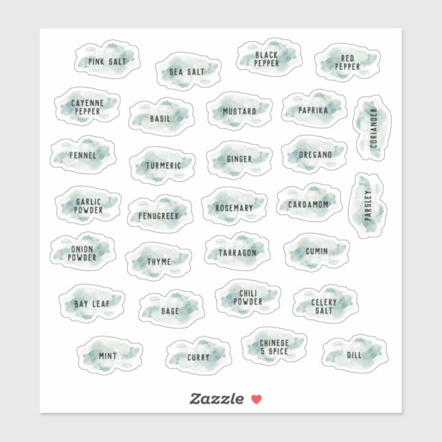 Emerald Watercolor Herb and Spice Labels (Sheet)