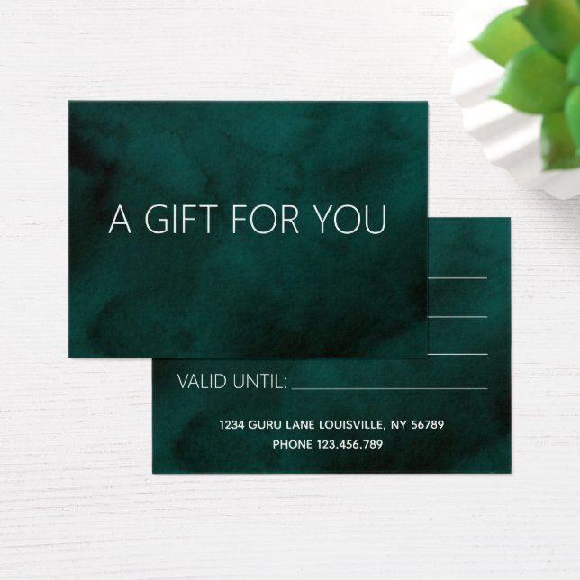 Emerald Watercolor Monogram Gift Card – Custom (Desk)