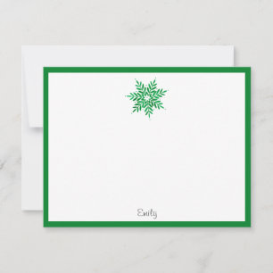 Emerald Watercolor Snowflake  Card