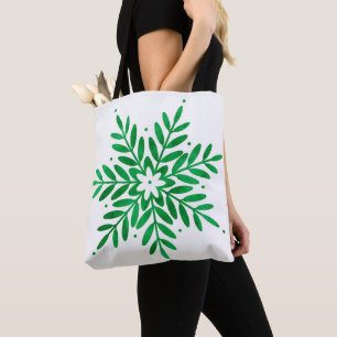Emerald Watercolor Snowflake Tote Bag