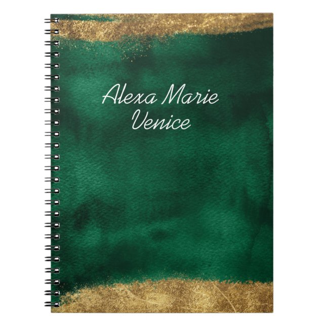 Emerald Watercolor with Gold Notebook (Front)