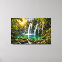 Emerald Waterfall Paradise Canvas Print