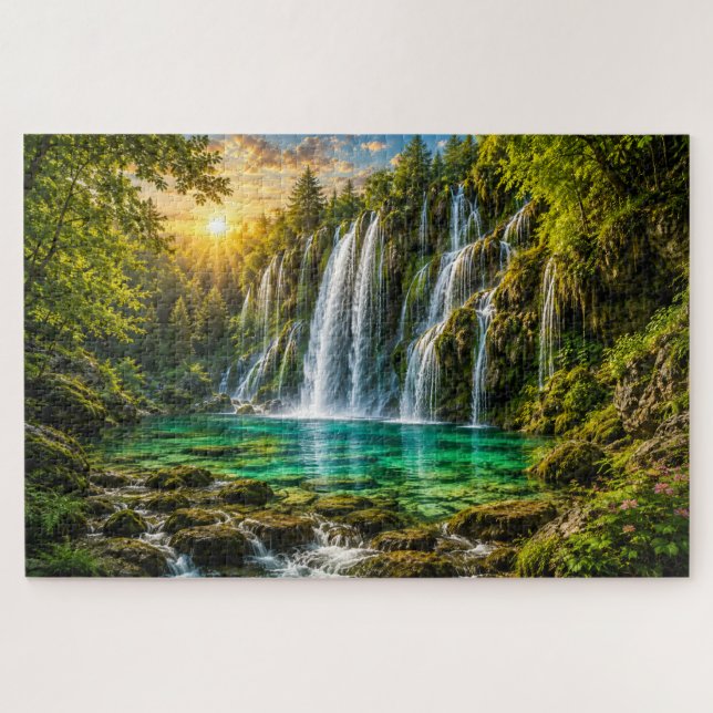 Emerald Waterfall Paradise Puzzle (Horizontal)