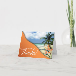Emerald Waters Tropical Beach Thank You   papaya Card