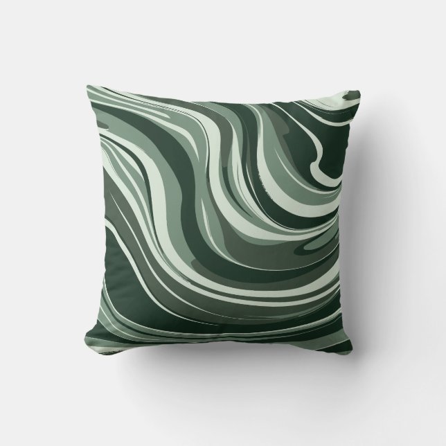 Emerald Waves Abstract Design Cushion (Front)