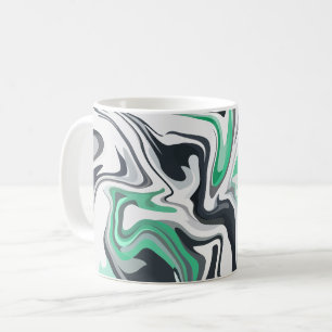 Emerald Waves in Abstract Fluid Art  Coffee Mug