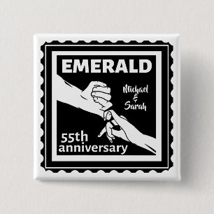Emerald wedding anniversary 55 years 15 cm square badge