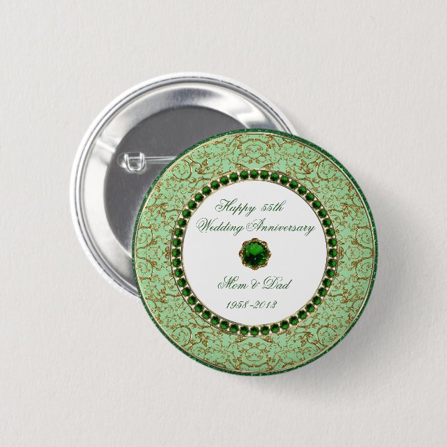 Emerald Wedding Anniversary Button (Front & Back)