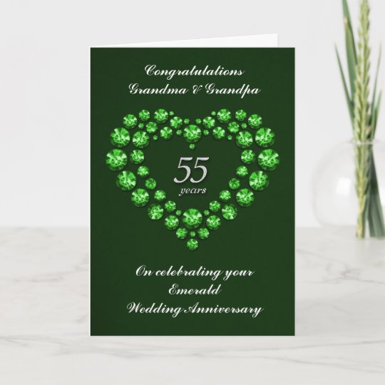 Emerald Wedding Anniversary Card - 55 Years | Zazzle.co.uk