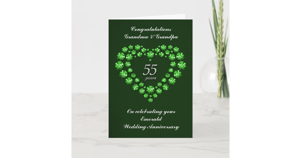 Emerald Wedding Anniversary Card - 55 Years | Zazzle.co.uk