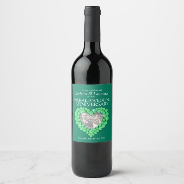 Emerald wedding anniversary custom wine labels (Front)