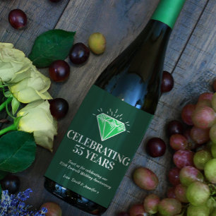 Emerald wedding anniversary green favour wine labe wine label