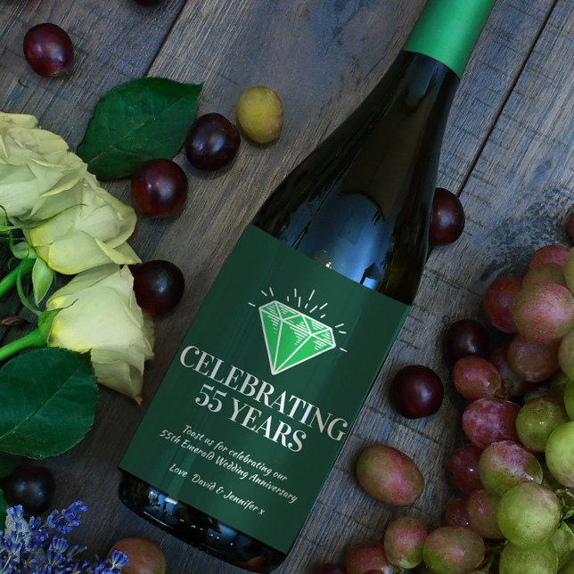 Emerald wedding anniversary green favour wine labe wine label (Creator Uploaded)