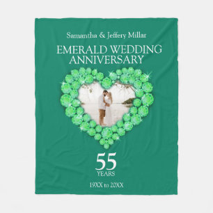 Emerald wedding anniversary photo heart green fleece blanket