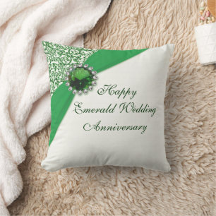 Emerald Wedding Anniversary Throw Pillow
