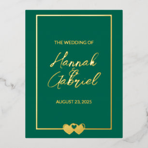 Emerald Wedding Foil Invitation Postcard