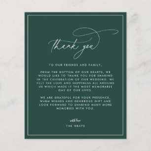 Emerald Wedding Photo Thank You Card