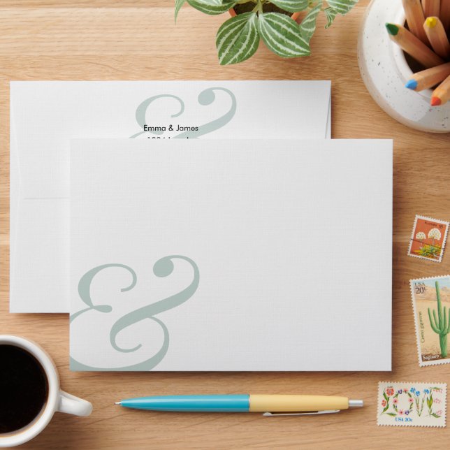 Emerald Wedding Return Address Ampersand |  Envelope (Desk)
