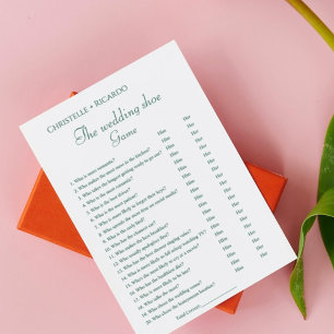 Emerald wedding shoe game, bachelorette party game announcement