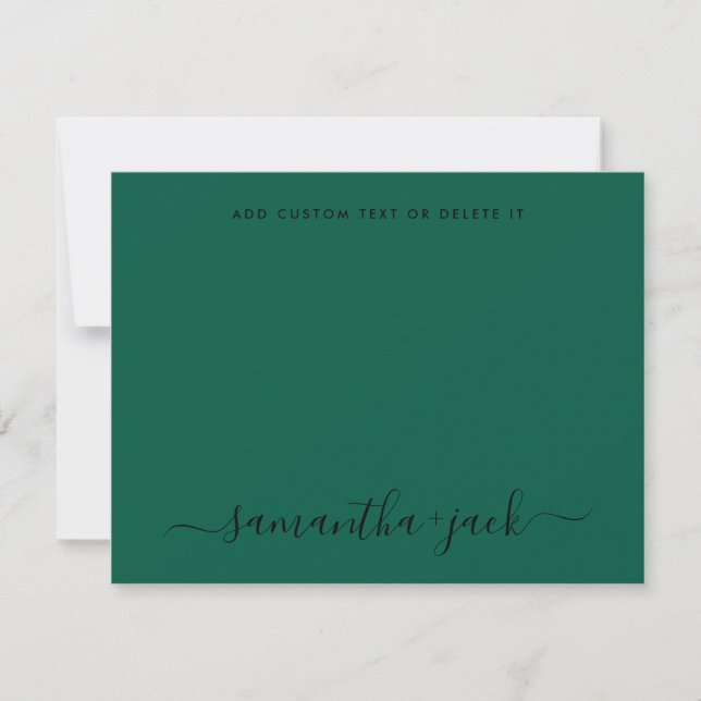 Emerald Wedding Stylish Script Elegant Minimalist Card (Front)