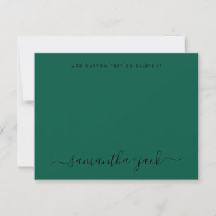Emerald Wedding Stylish Script Elegant Minimalist Card