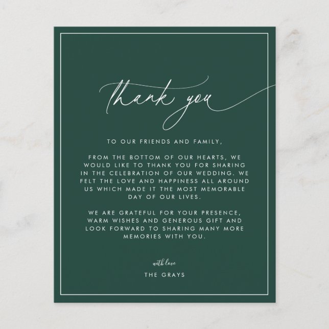 Emerald Wedding Thank You Card (Front)