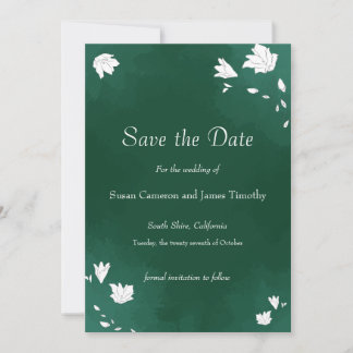 Emerald Wedding Watercolor floral Save the Date