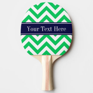 Emerald White LG Chevron Navy Blue Name Monogram Ping Pong Paddle