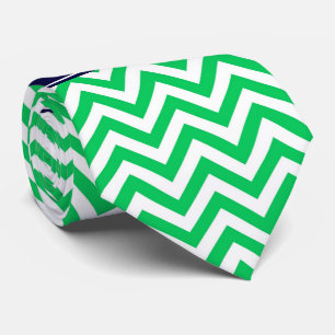 Emerald White LG Chevron Navy Blue Name Monogram Tie