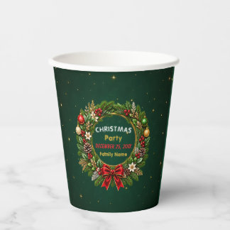 Emerald Wreath Christmas Party Plates Cups