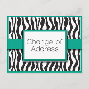 Emerald Zebra Print Change of Address Postcards