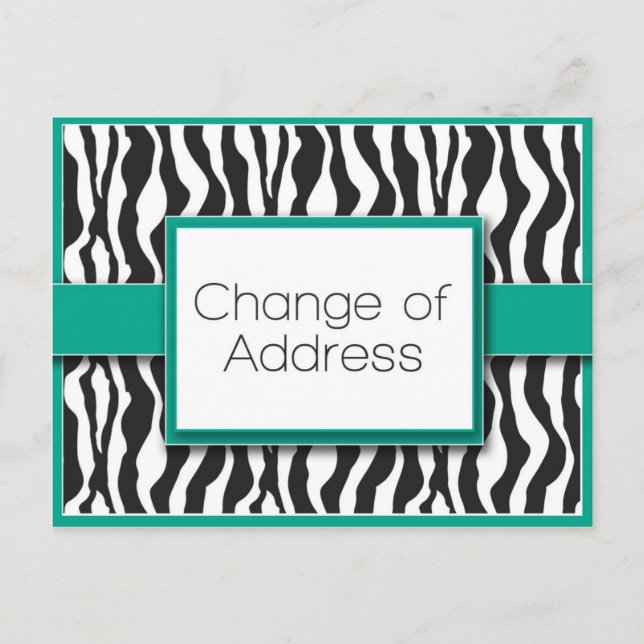 Emerald Zebra Print Change of Address Postcards (Front)