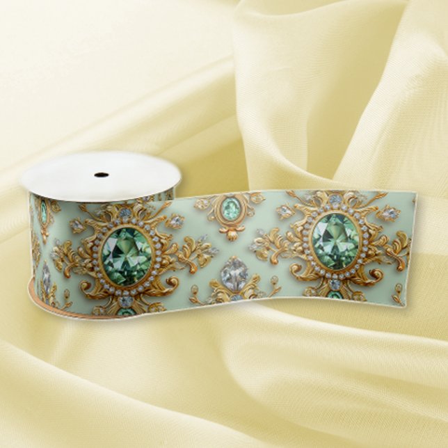 Emeralds and Gold  Satin Ribbon (Creator Uploaded)