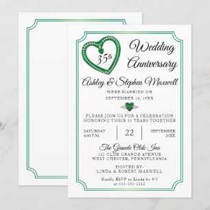 Emeralds Diamonds 35th Wedding Anniversary Party Invitation