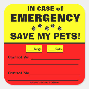 Emergency Alert Save My Pets Stickers
