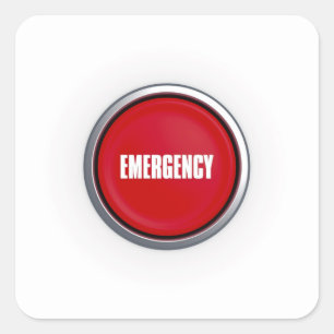 Emergency Button Square Sticker