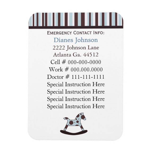 Emergency Contact: Babysitter Premium Magnet (Vertical)