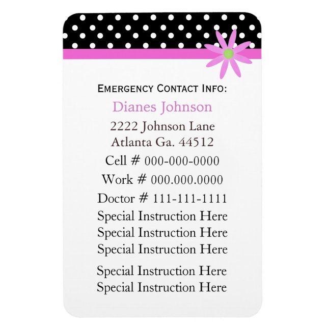 Emergency Contact: Babysitter Premium Magnet (Vertical)