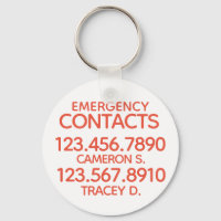 Emergency Contact Number Key Ring