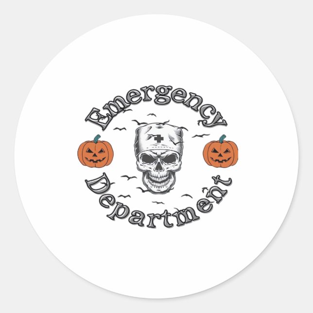 Emergency Departement Room Er Nurse Skeleton Hallo Classic Round Sticker (Front)